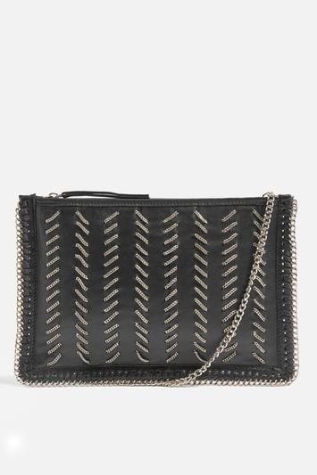 Topshop Mia Leather Chain Clutch Bag