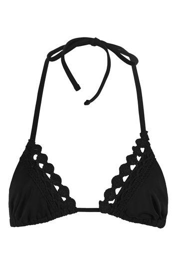 Topshop Crochet Overlay Triangle Bikini Top