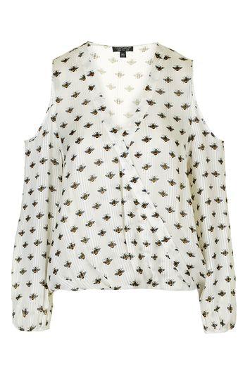 Topshop Bee Cold Shoulder Drape Top