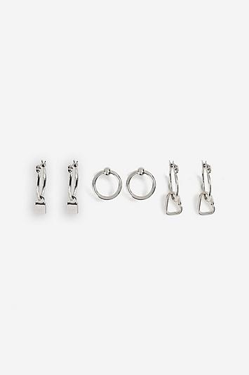 Topshop *silver Look Padlock Multipack Earrings