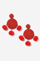 Topshop Red Pom Pom And Bead Earrings