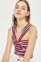 Topshop Striped Knot Top