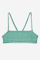 Topshop Green Gingham Bikini Top