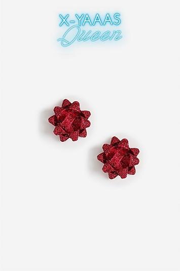 Topshop *christmas Glittler Bow Stud Earrings