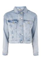 Topshop Moto Fitted Cropped Bleach Denim Jacket