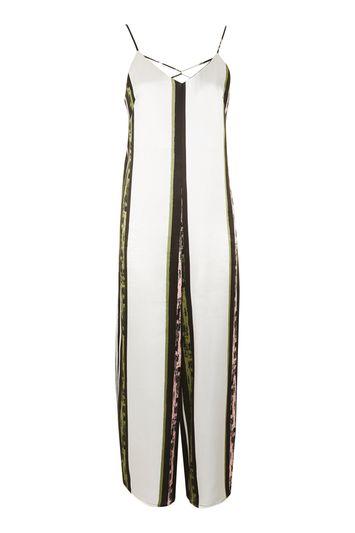 Topshop Satin Stripe Jumpsuit