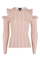 Topshop Frill Cold Shoulder Knitted Top