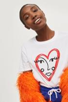 Topshop Sketch Face Heart T-shirt By Tee & Cake