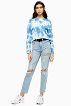 Topshop Utility Bleach Belted Destroy Straight Jeans
