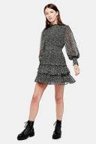 Topshop Animal Print Ruffle Shirred Mini Dress
