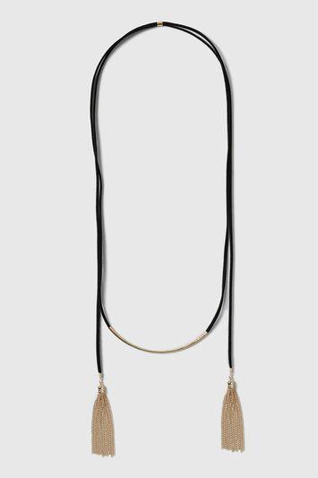 Topshop Suede And Bar Tassel Choker