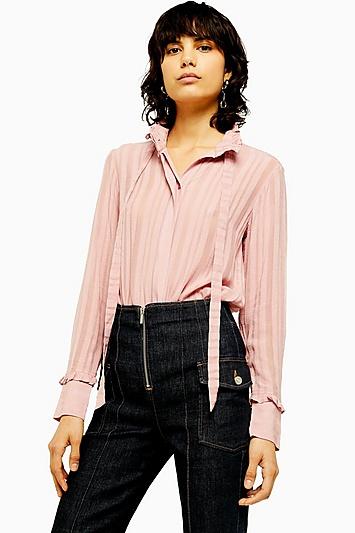 Topshop Stripe Pie Crust Blouse