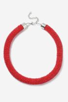 Topshop Red Block Bead Tube Necklace