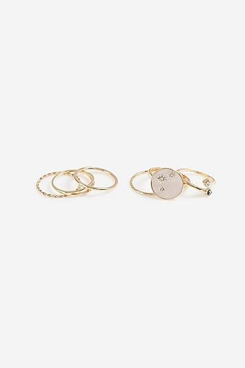 Topshop *pack Of 6 Gold Look Star Rings