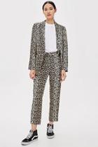 Topshop Petite Brown Leopard Print Suit Trousers