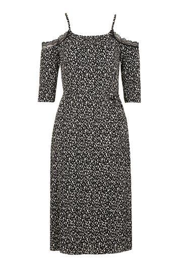 Topshop Tall Geo Plisse Lace Dress