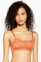 Topshop Rust Lace Skinny Crop Top