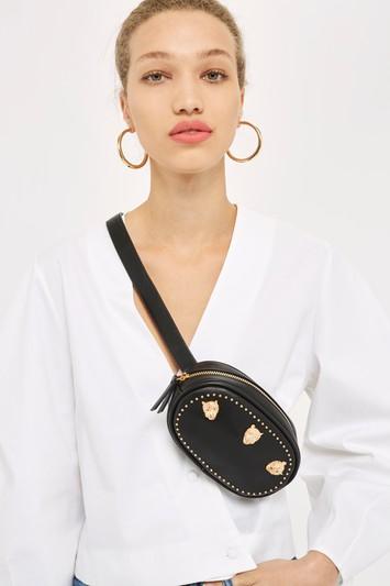 Topshop Black Studded Bum Bag