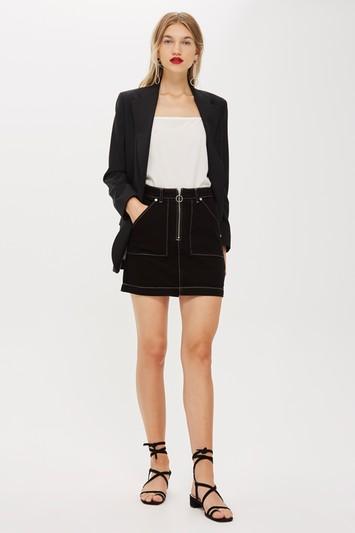 Topshop Utility Denim Zip-up Skirt