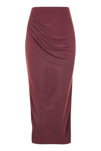Topshop Cupro Drape Midi Skirt