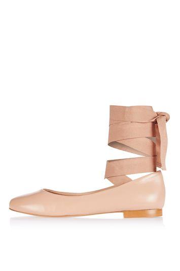 Topshop Kute Ballet Ankle Tie Flats