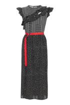 Topshop Spot Stripe Frill Midi Dress