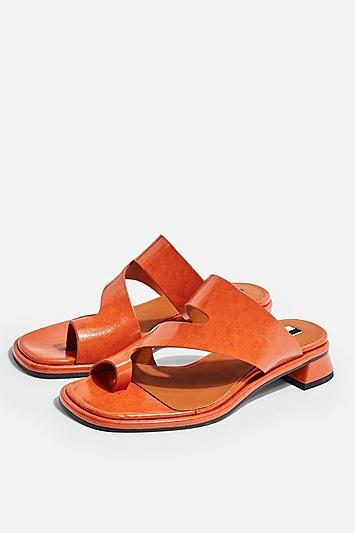 Topshop Noah Vegan Orange Low Toe Loop Sandals