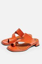 Topshop Noah Vegan Orange Low Toe Loop Sandals