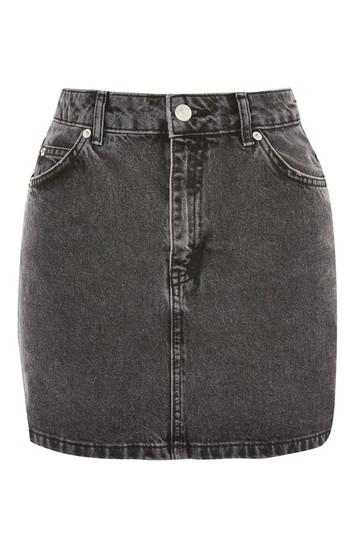 Topshop Moto Grey Denim Mini Skirt