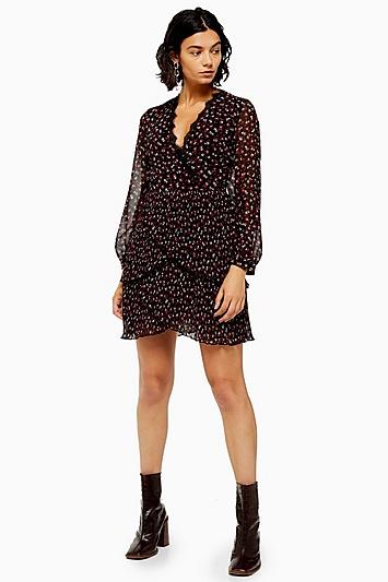 Topshop Pleated Ruffle Floral Dress