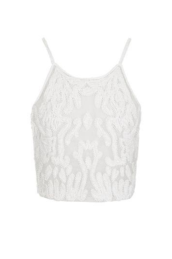 Topshop Devore Beaded Crop Top