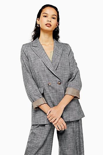 Topshop Salt And Pepper Double Breasted Blazer