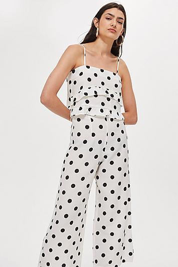 Topshop Petite Spot Frilly Camisole Top