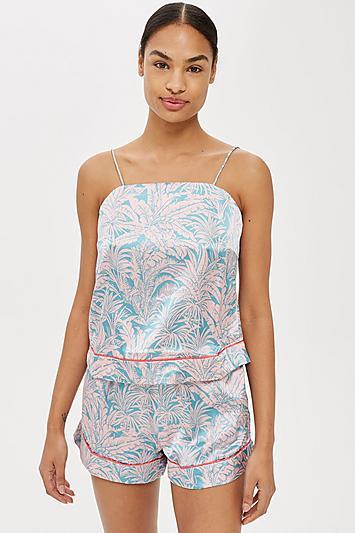 Topshop Tropical Print Satin Cami Top