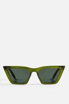 Topshop Pandora Green Feline Sunglasses