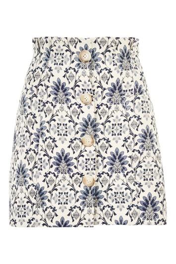 Topshop Porcelain Jacquard Mini Skirt