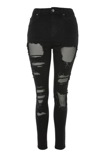 Topshop Moto Black Fishnet Jamie Jeans