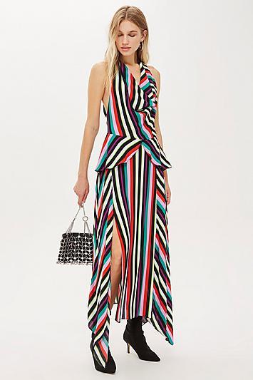 Topshop Stripe Halter Midi Dress