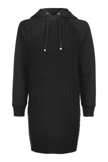 Topshop Cable Hooded Knitted Dress