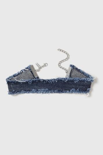 Topshop Frayed Denim Choker Necklace