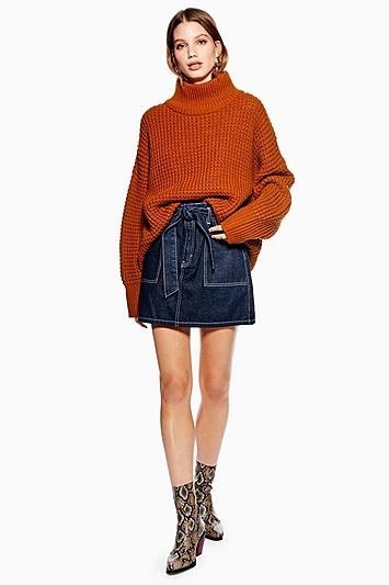 Topshop Indigo Belted Utility Skirt