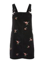 Topshop Petite Velvet Embroidered Pinafore Dress
