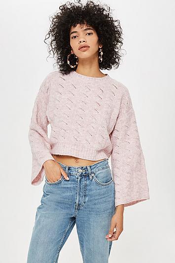 Topshop Stitch Detail Cropped Jumper
