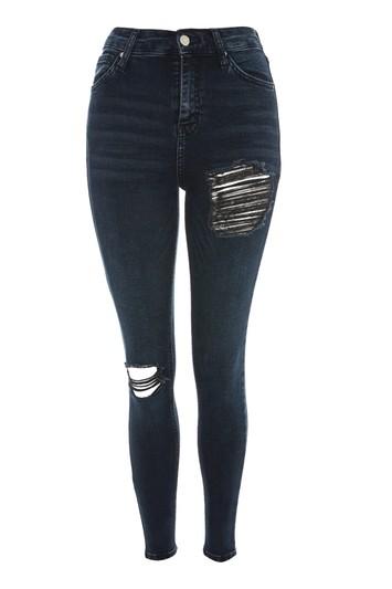 Topshop Moto Black Thigh Ripped Jeans