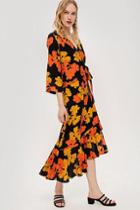 Topshop Linear Floral Midi Skirt
