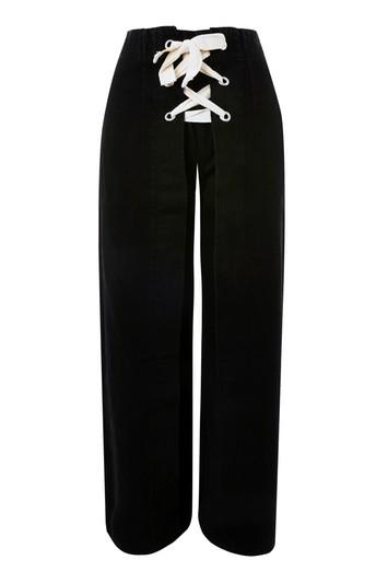 Topshop Moto Lace Up Wide Leg Cropped Jeans