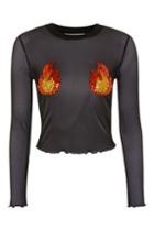 Topshop Sequin Flames Mesh Crop Top By Tee & Cake
