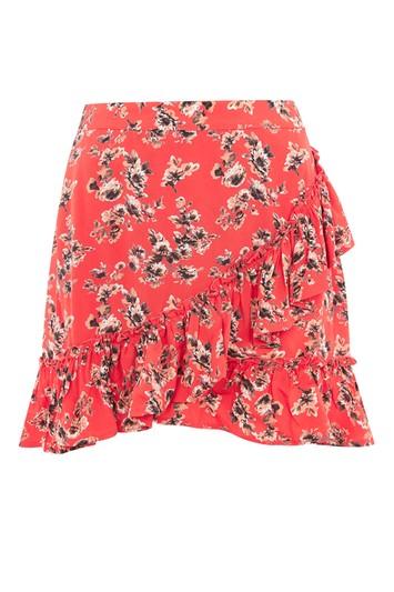 Topshop Red Flower Frill Skirt