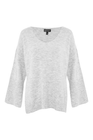 Topshop Deep V Neck Stretch Long Line Jumper