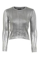 Topshop Foil Pointelle Crop Knitted Top
